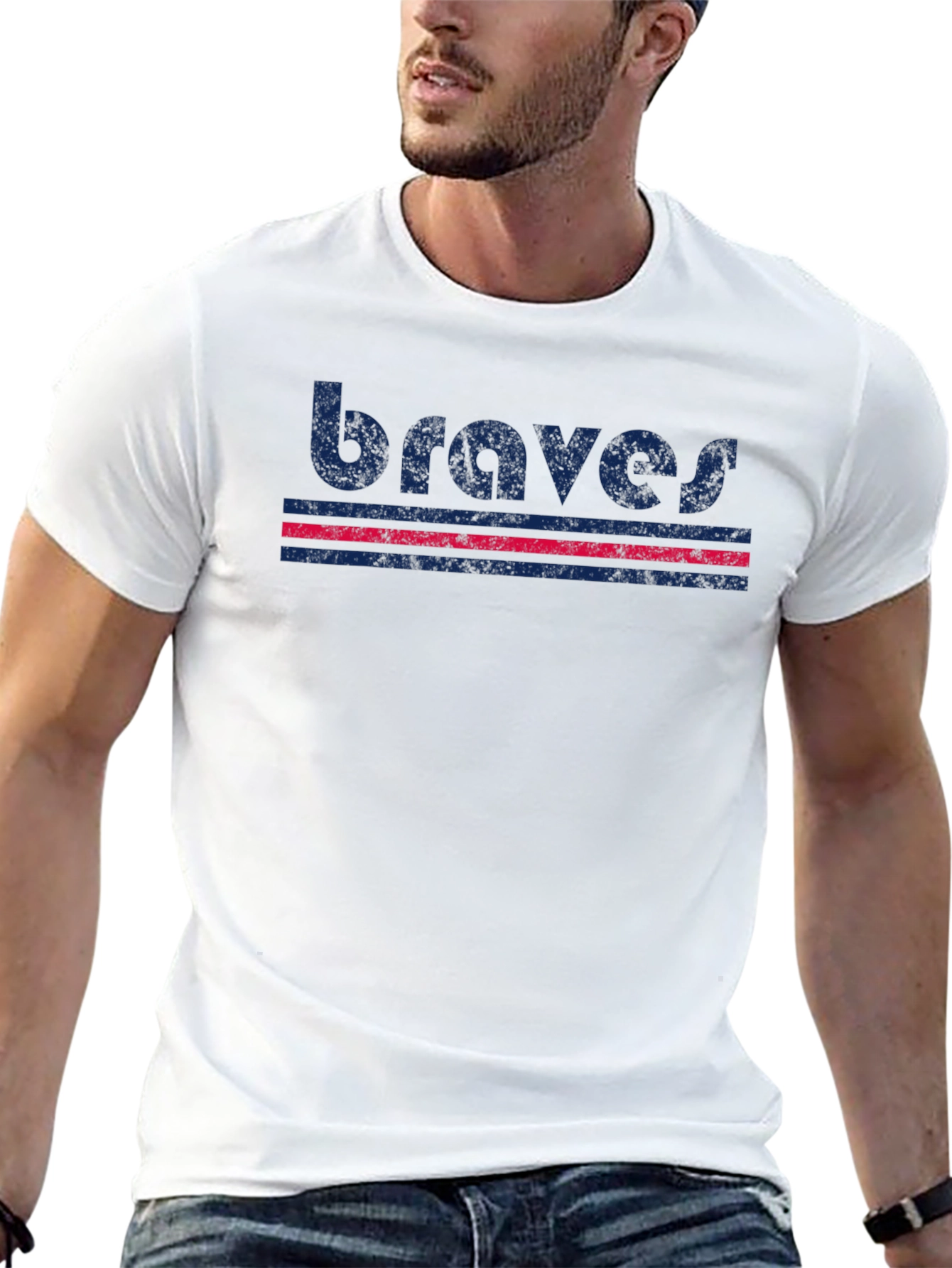 Braves Retro Graphic T-Shirt - Black Cotton Blend