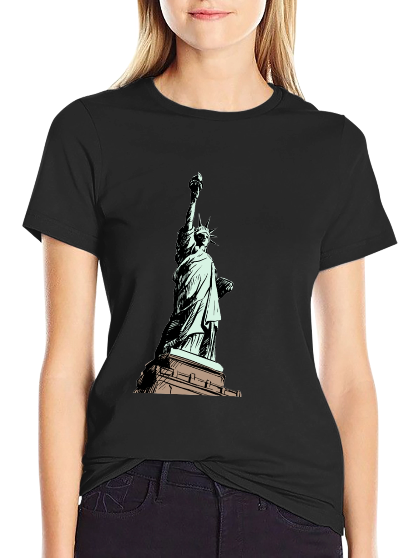Statue of Liberty Graphic T-Shirt - Black