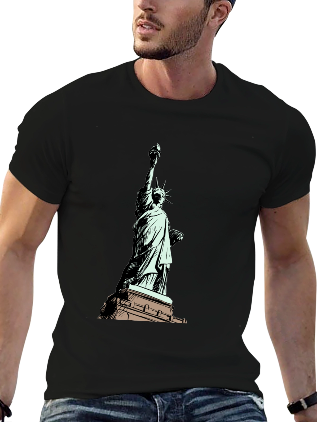 Statue of Liberty Graphic T-Shirt - Black