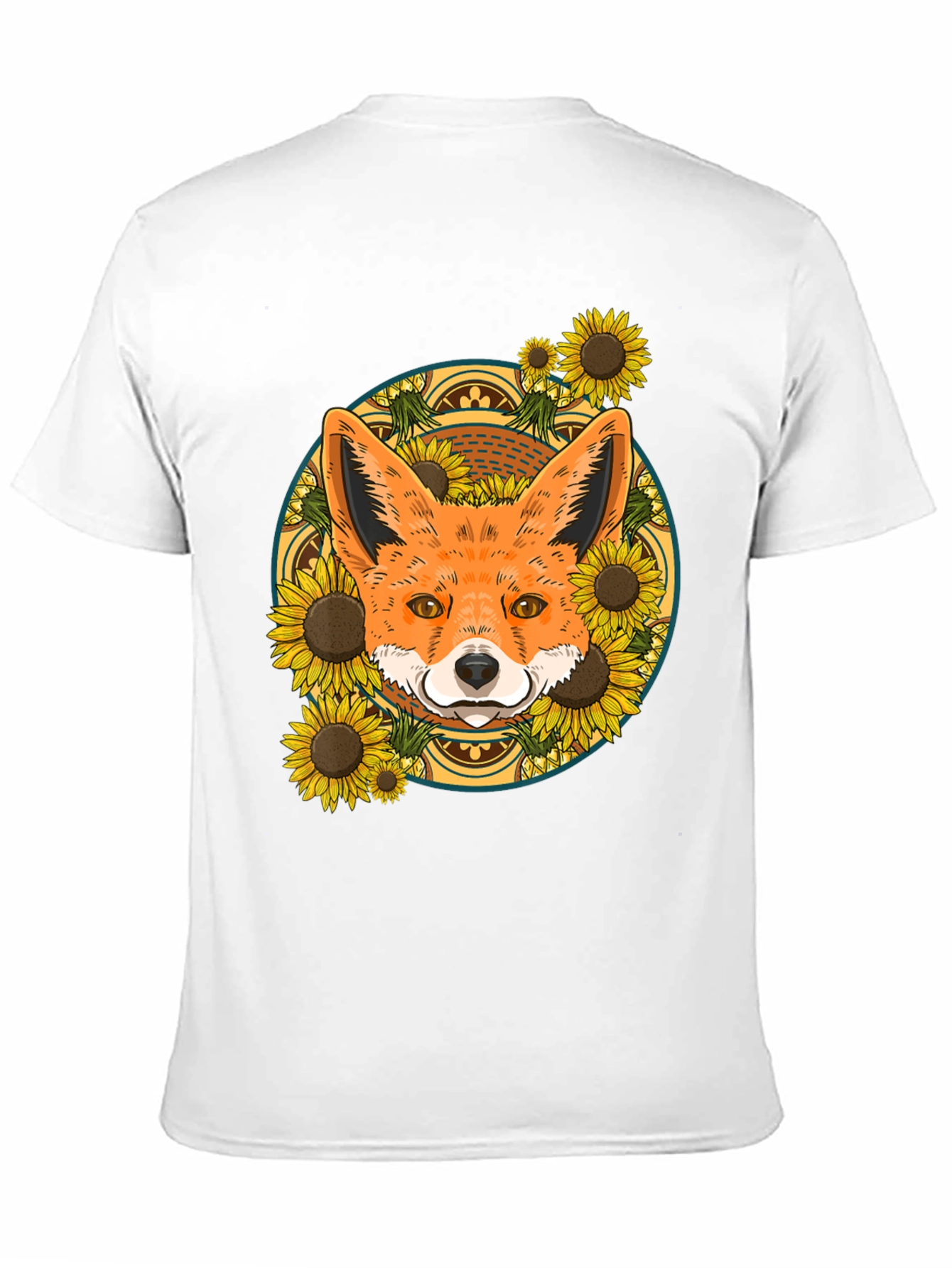 Fox & Sunflower Graphic Tee - Nature Lovers T-Shirt