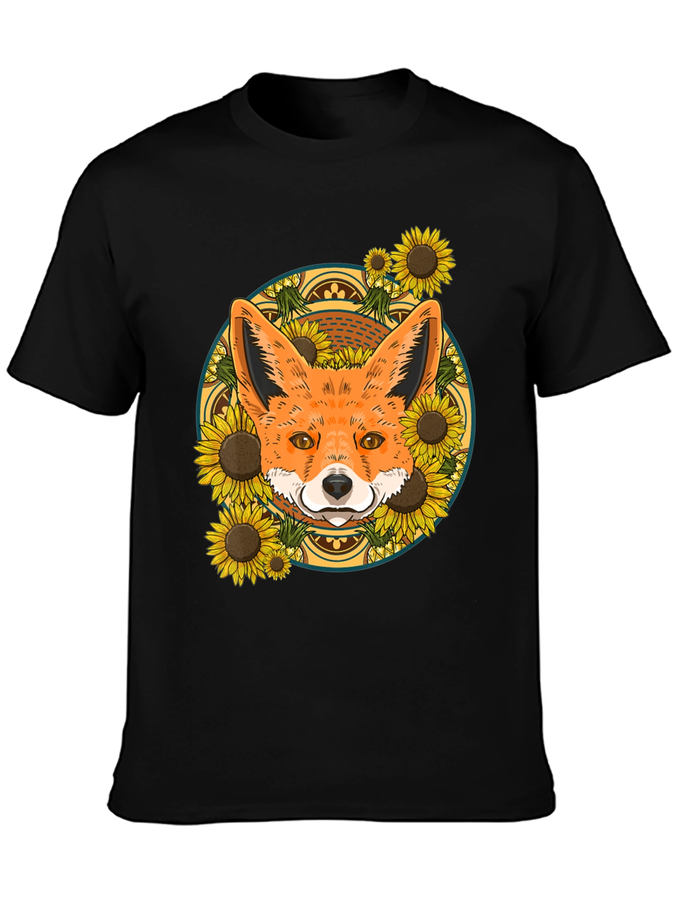 Fox & Sunflower Graphic Tee - Nature Lovers T-Shirt