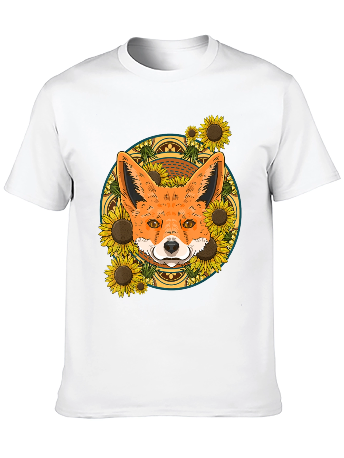 Fox & Sunflower Graphic Tee - Nature Lovers T-Shirt