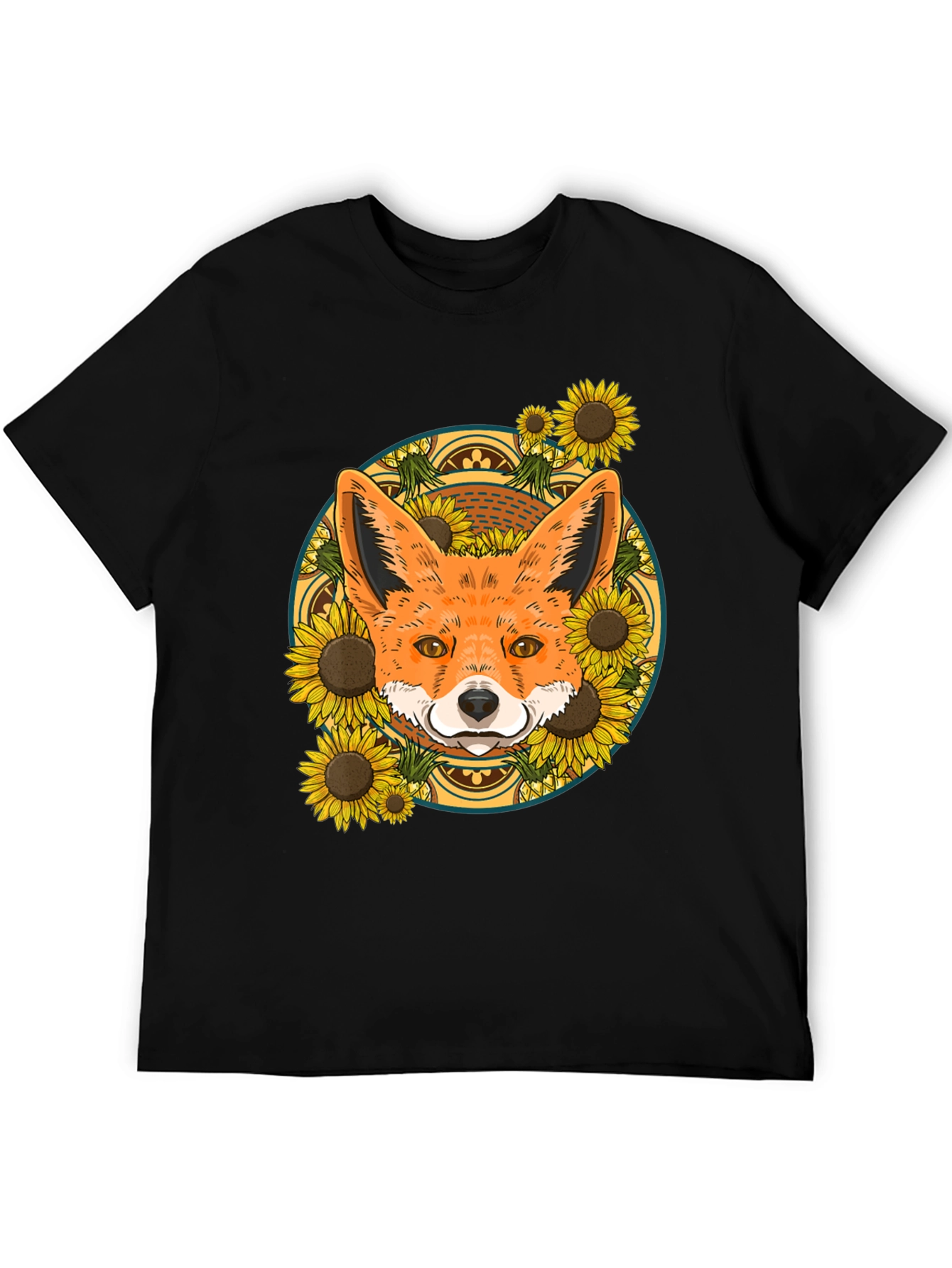 Fox & Sunflower Graphic Tee - Nature Lovers T-Shirt