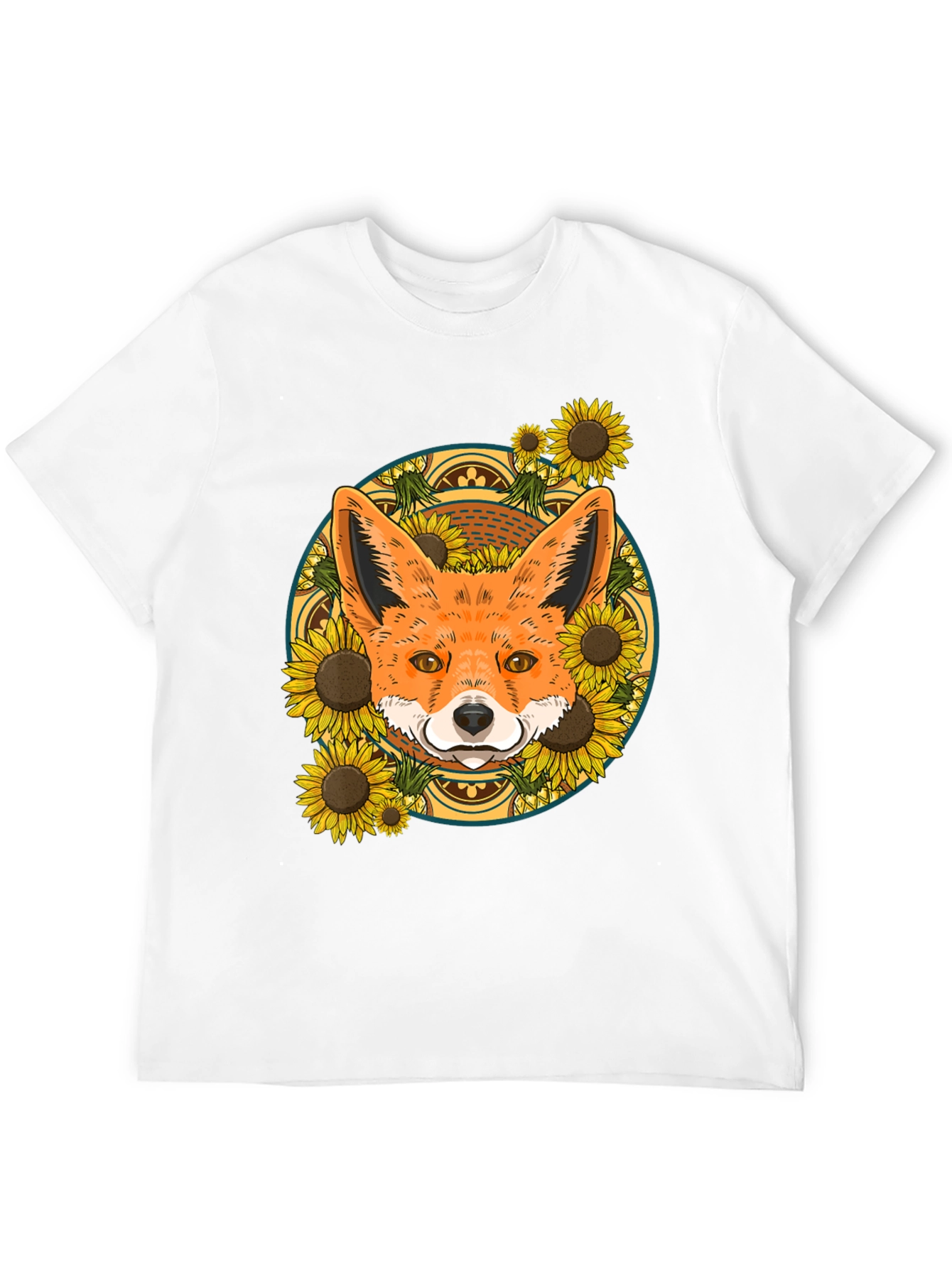 Fox & Sunflower Graphic Tee - Nature Lovers T-Shirt