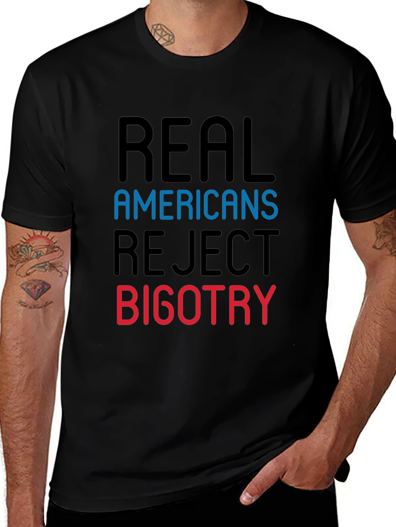 Real Americans Reject Bigotry Graphic Tee