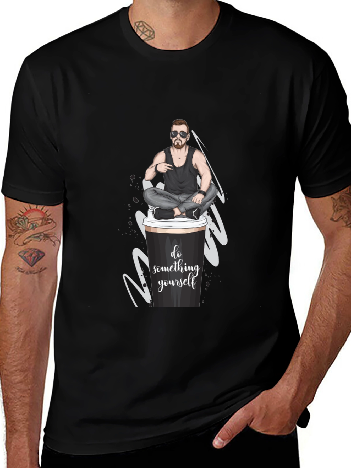 Cool Coffee Cup Man T-Shirt