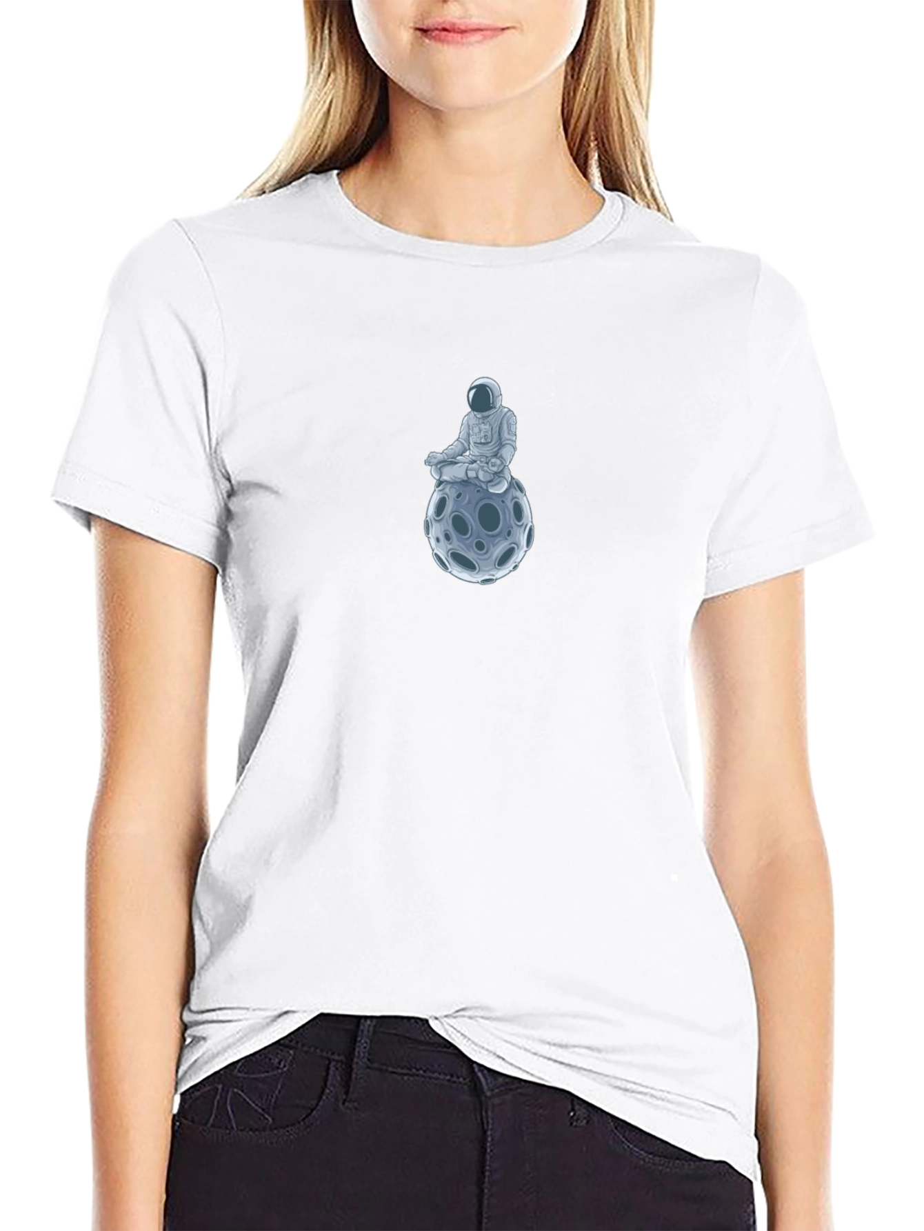 Astronaut Moon Meditation Black T-Shirt