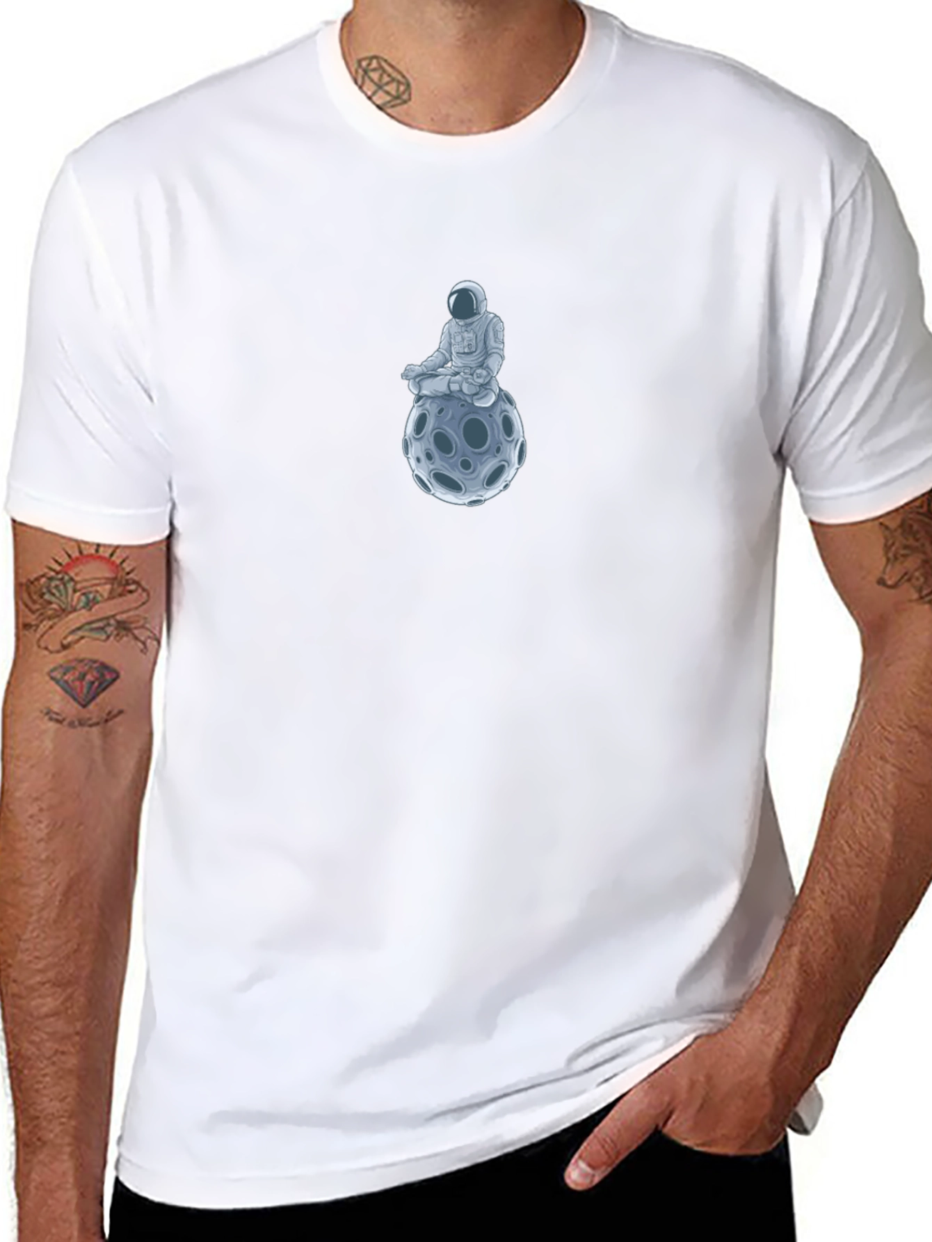 Astronaut Moon Meditation Black T-Shirt