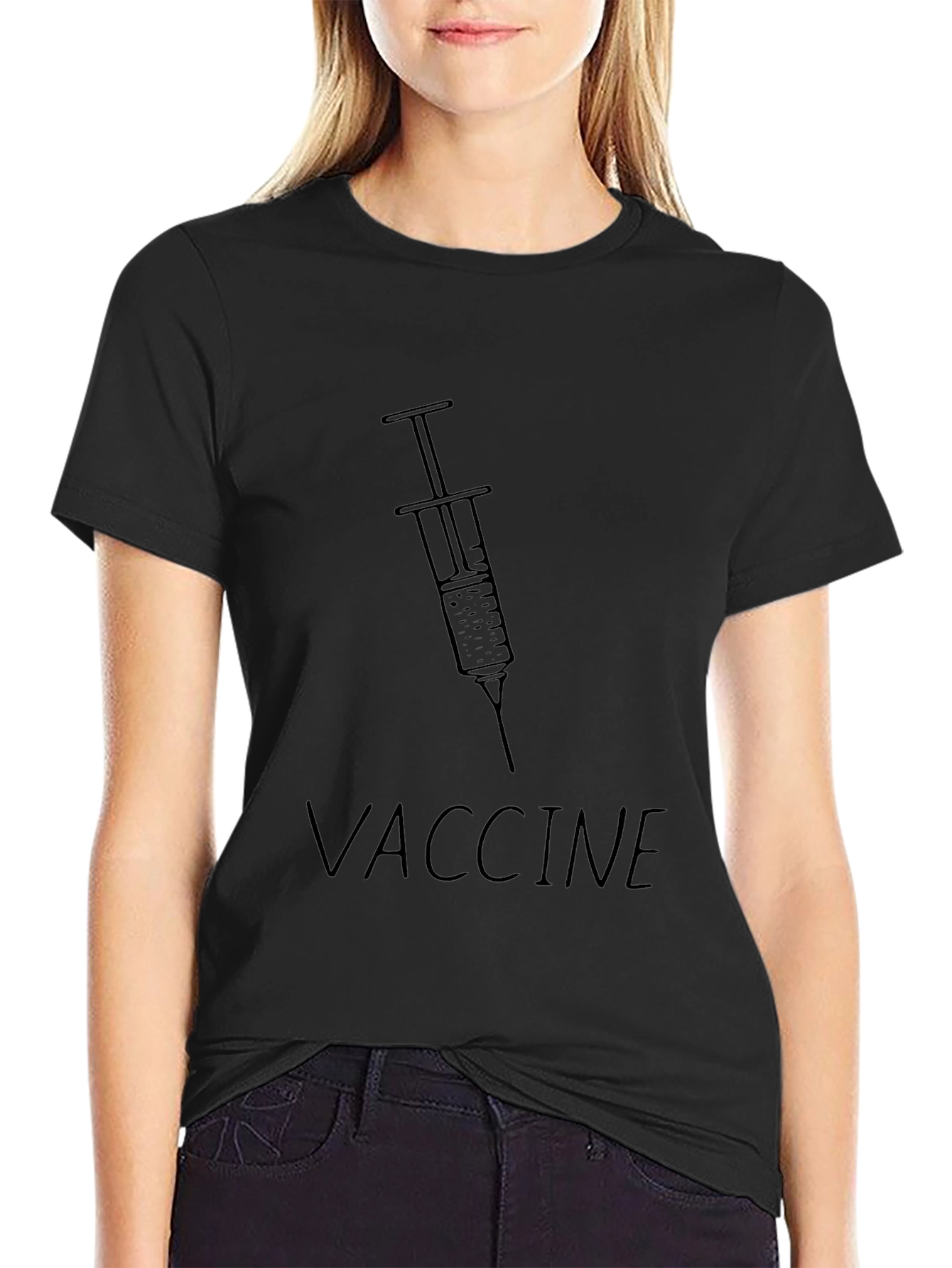 Vaccine Syringe Graphic Tee - Black Unisex T-Shirt