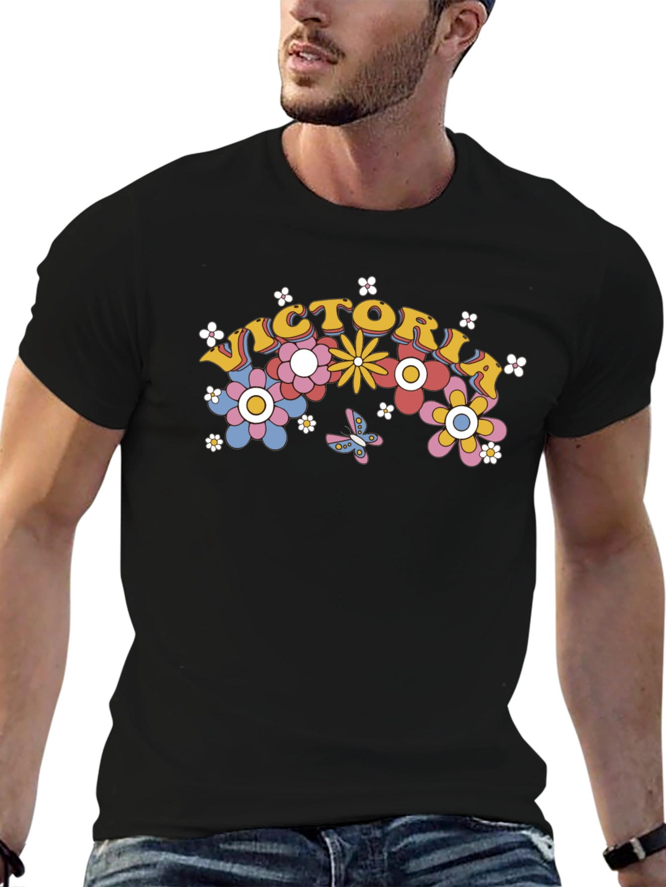 Victoria Floral Graphic T-Shirt - Retro Design