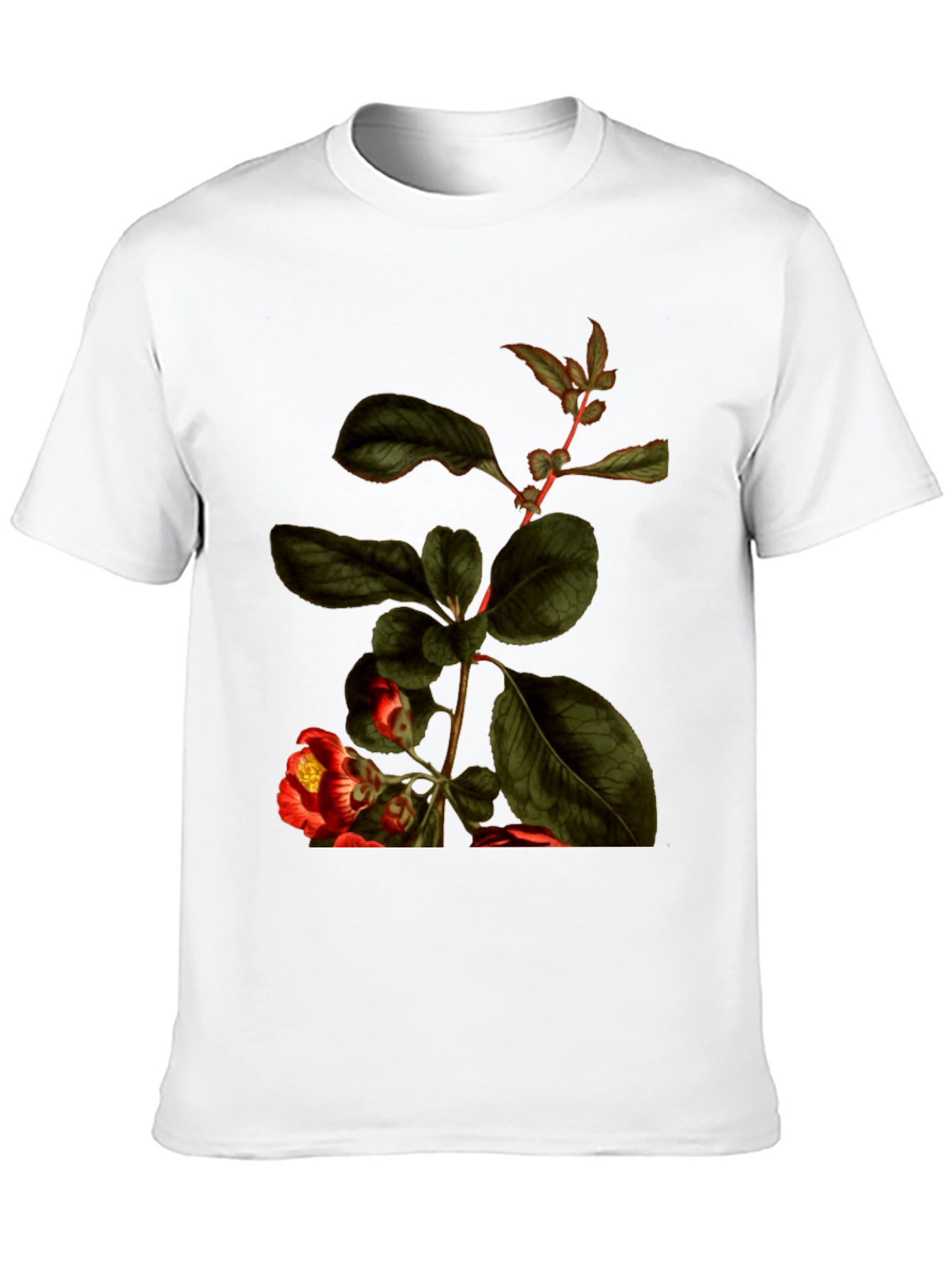 Botanical Print Black T-Shirt - Nature Inspired Tee