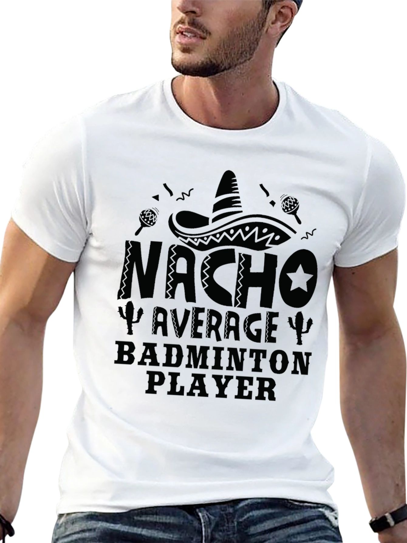 Nacho Average Badminton Player Black Graphic Tee