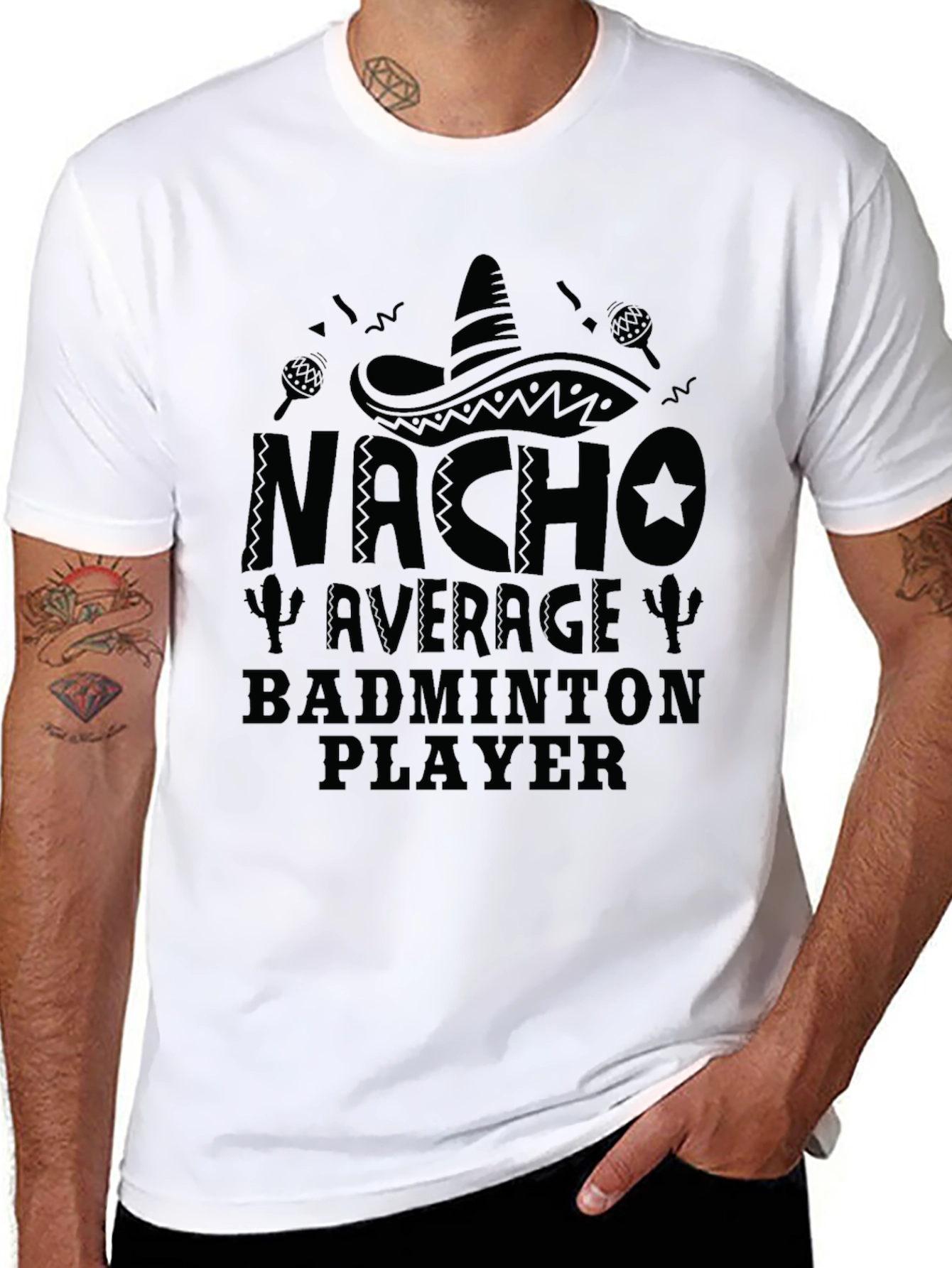 Nacho Average Badminton Player Black Graphic Tee