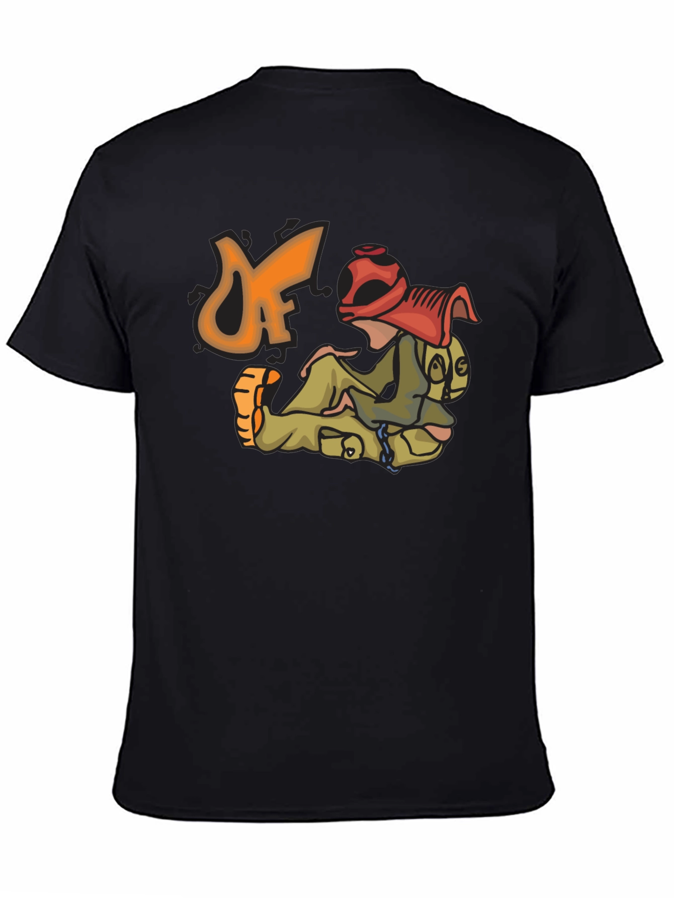 Unique Cartoon Graphic Black T-Shirt