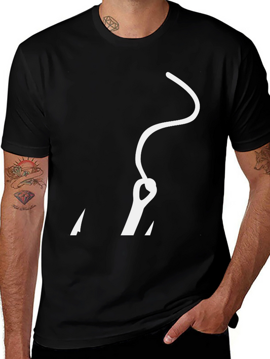 Black T-Shirt with Needle Design