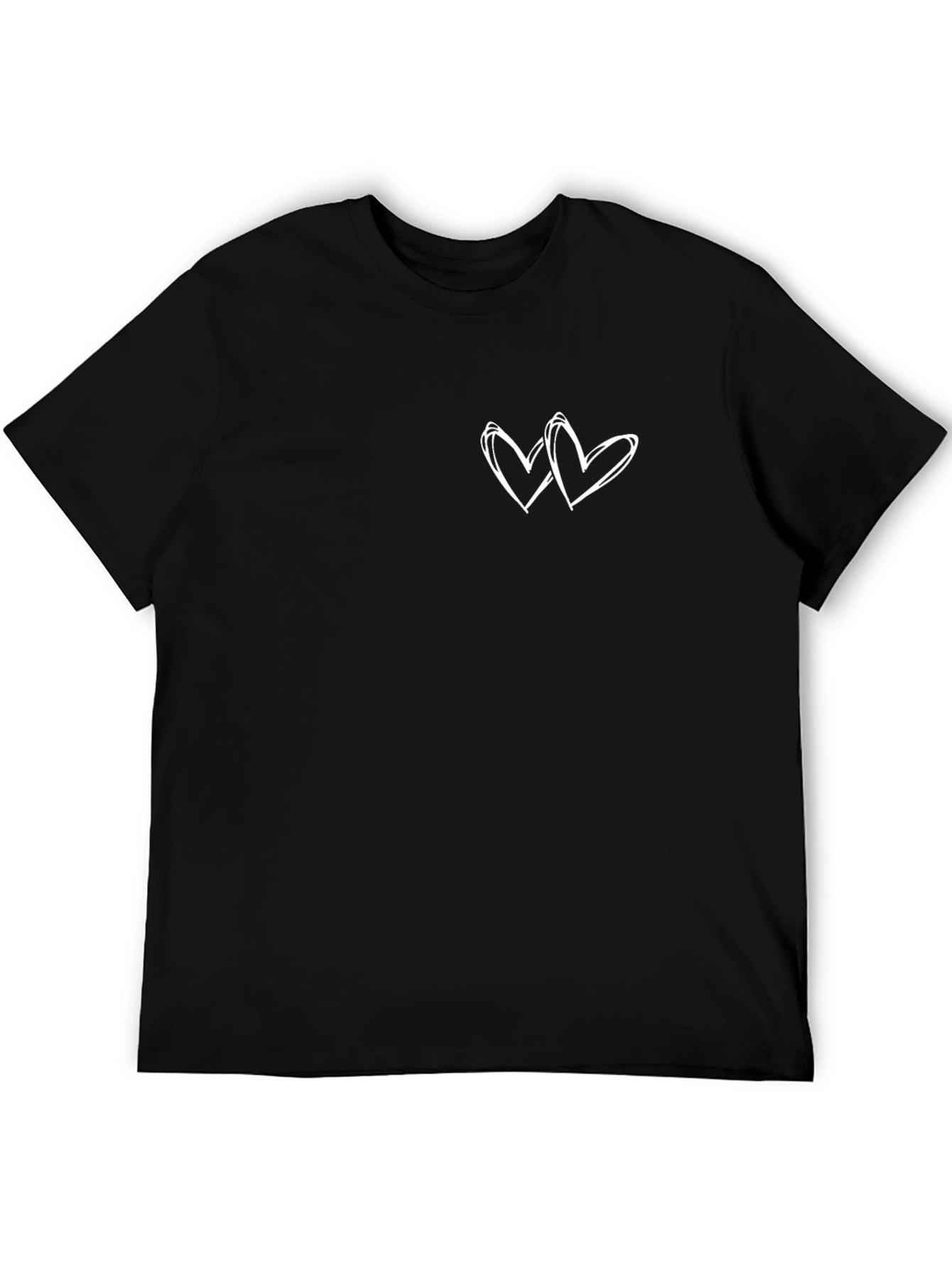Black T-Shirt with White Heart Graphic