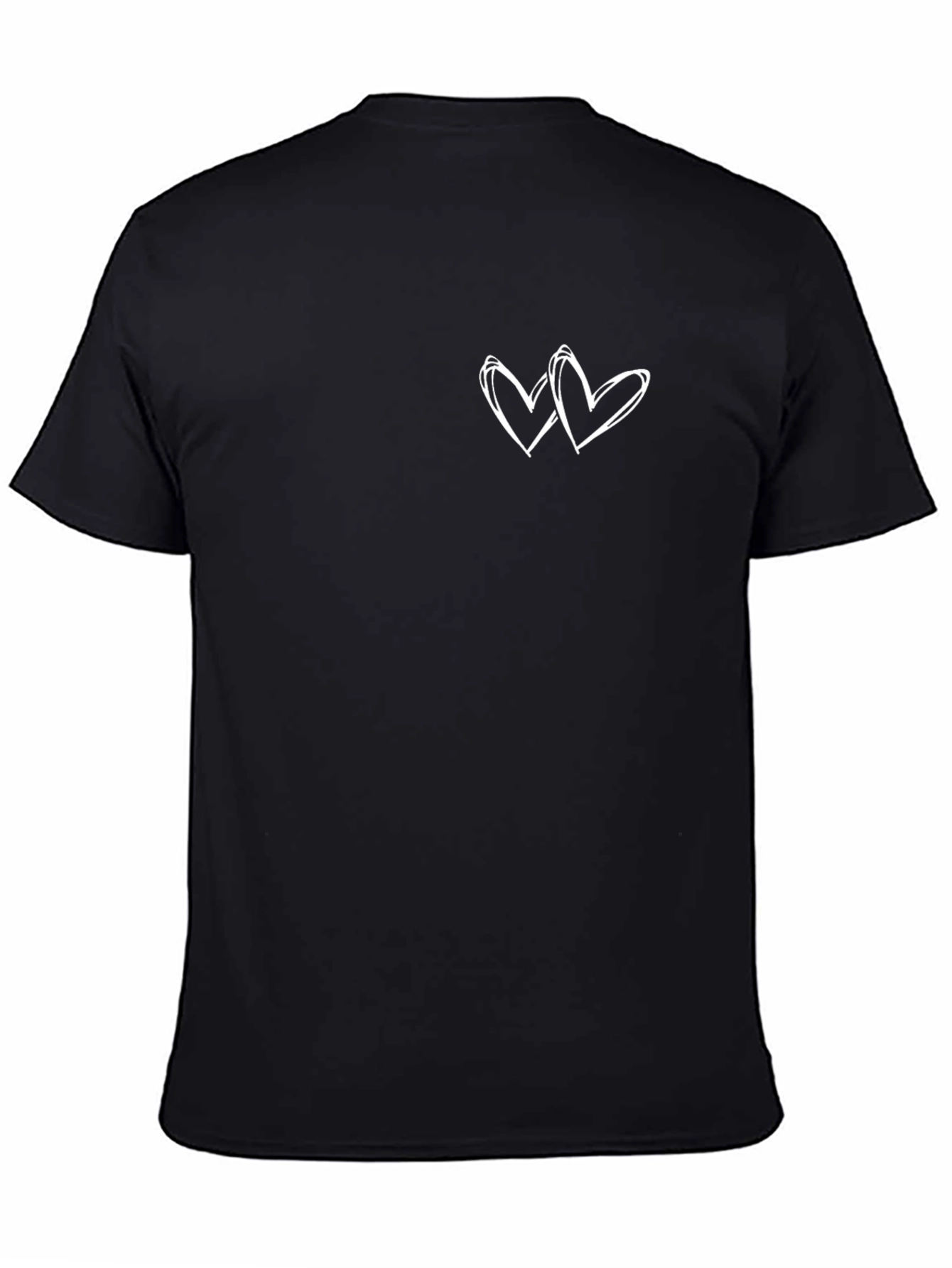 Black T-Shirt with White Heart Graphic