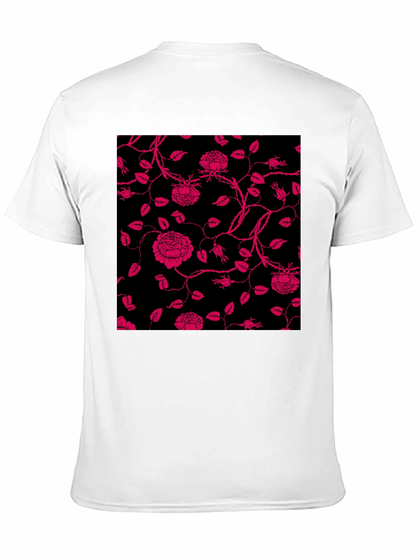 Floral Rose Print T-Shirt - Black