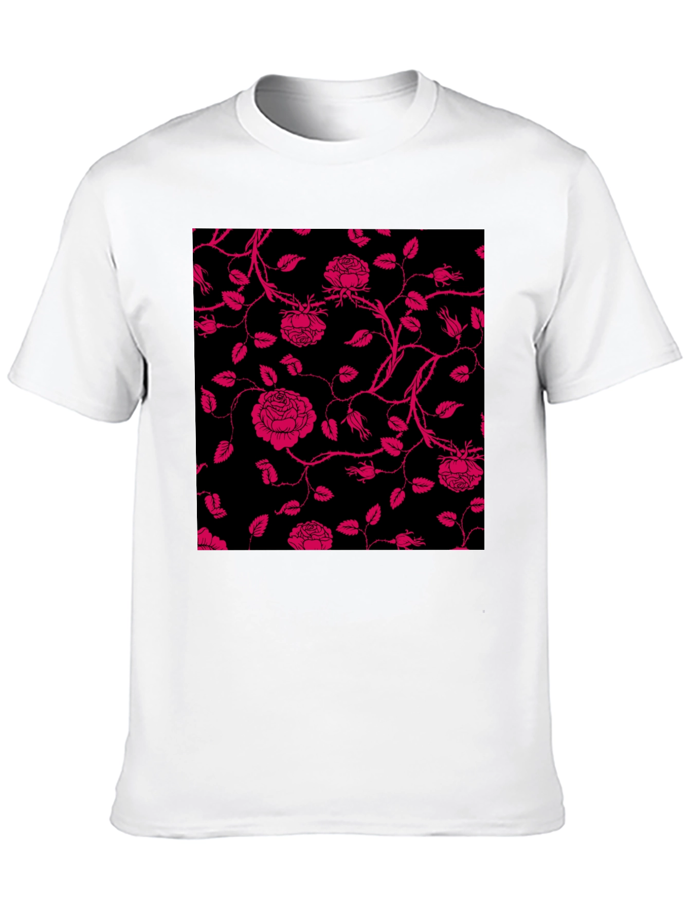 Floral Rose Print T-Shirt - Black