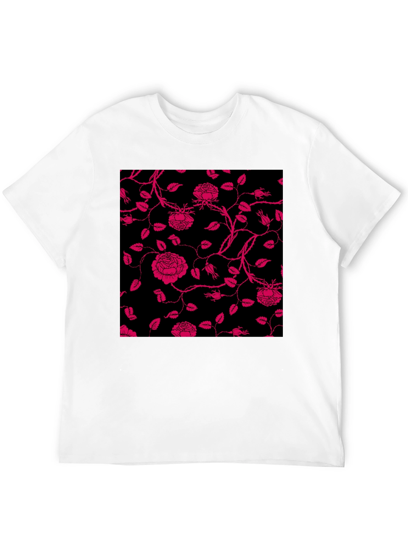 Floral Rose Print T-Shirt - Black