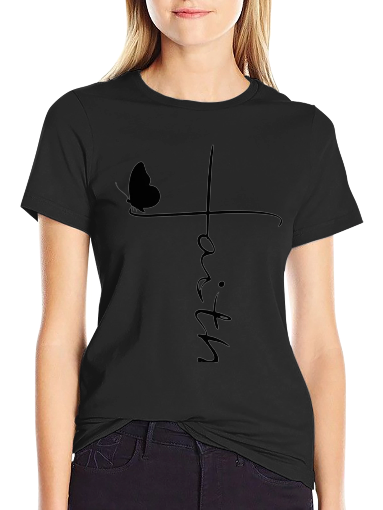 Faith Butterfly Graphic Tee - Unisex Black T-Shirt