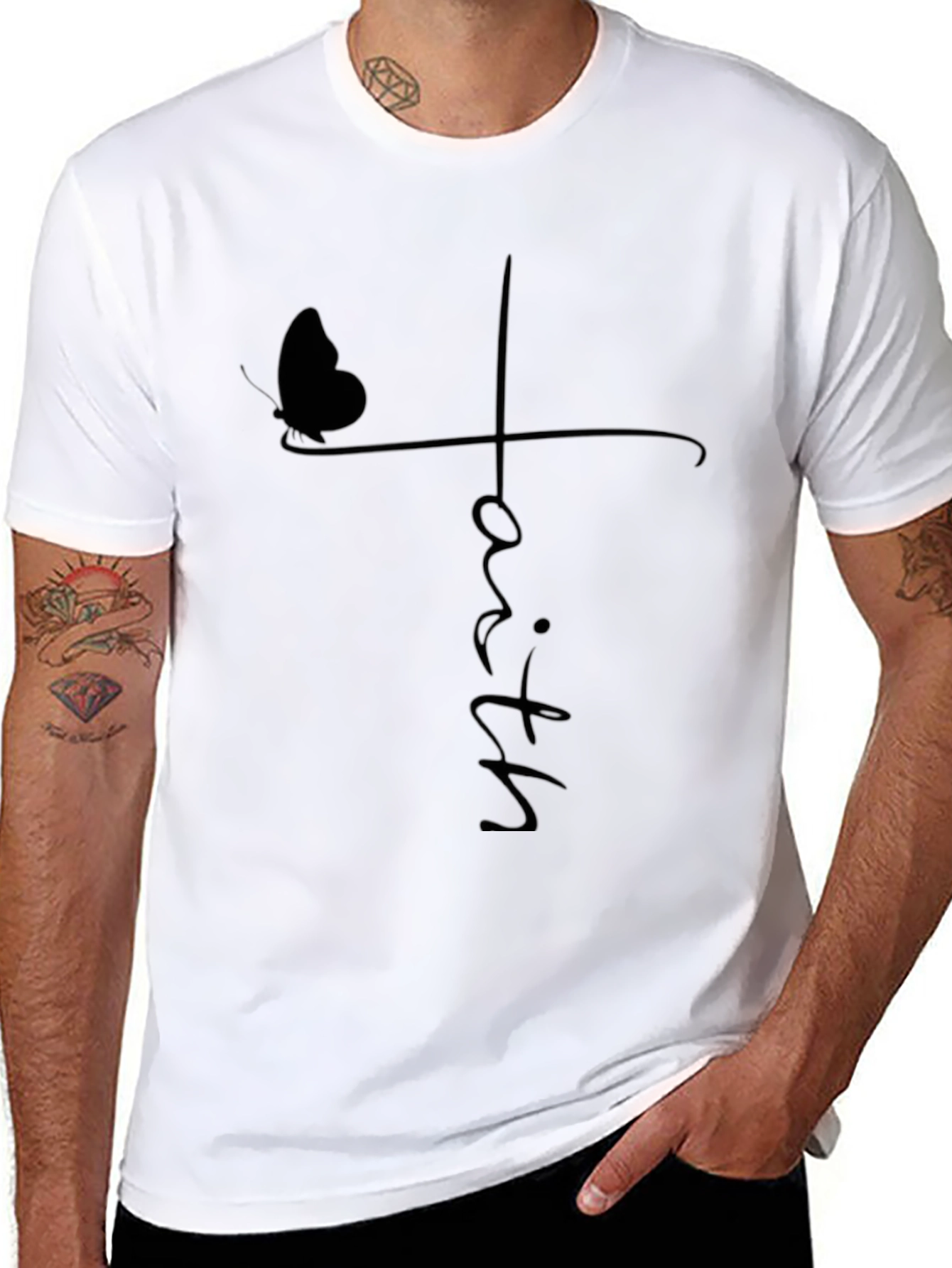 Faith Butterfly Graphic Tee - Unisex Black T-Shirt