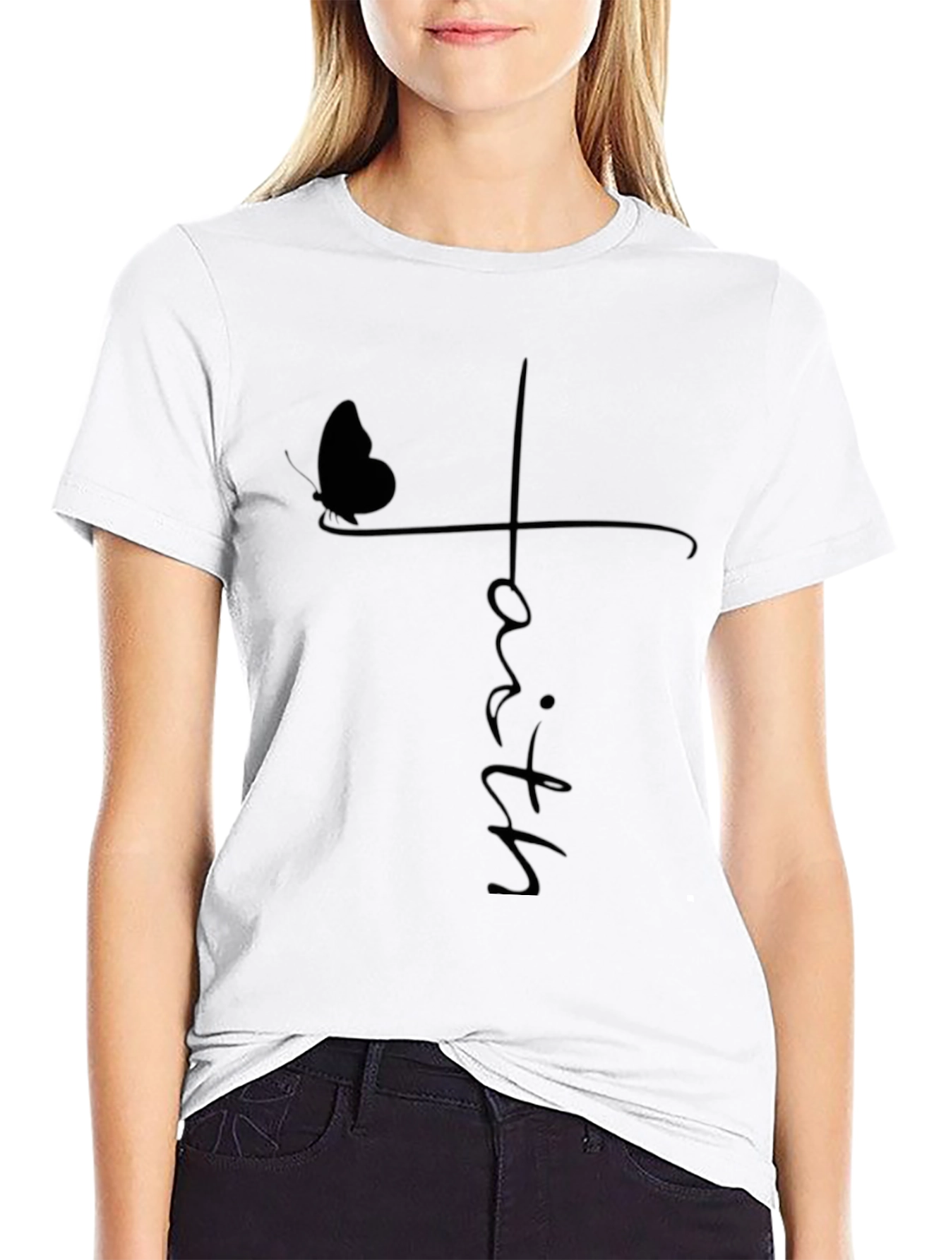 Faith Butterfly Graphic Tee - Unisex Black T-Shirt