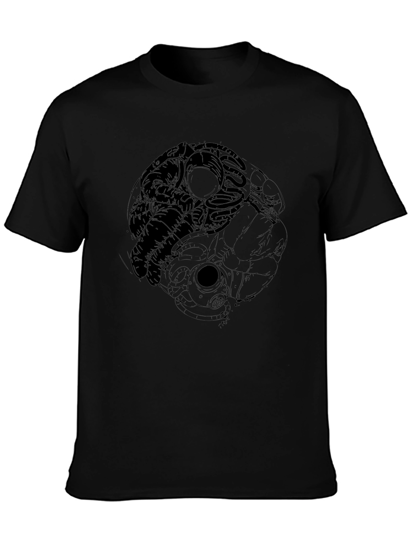 Astronaut Yin Yang Black T-Shirt - Space Design