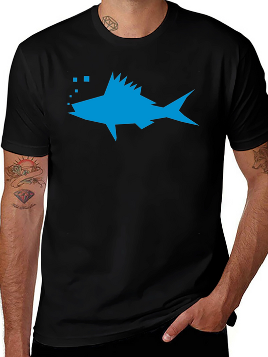 Geometric Fish Graphic Tee - Casual Style