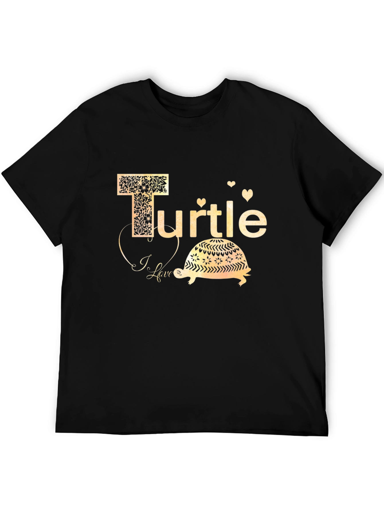 I Love Turtle Black T-Shirt