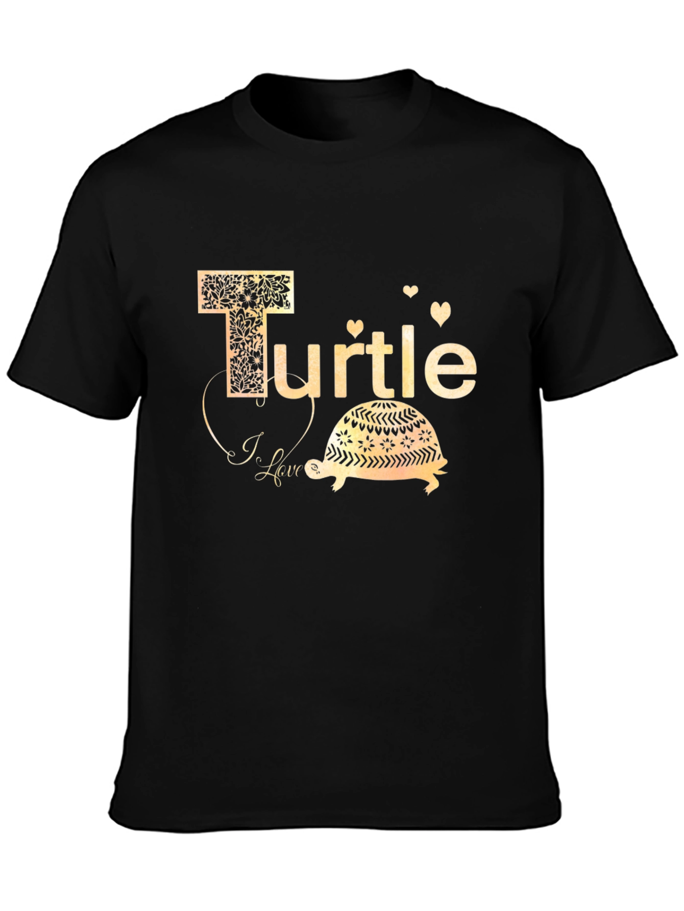 I Love Turtle Black T-Shirt