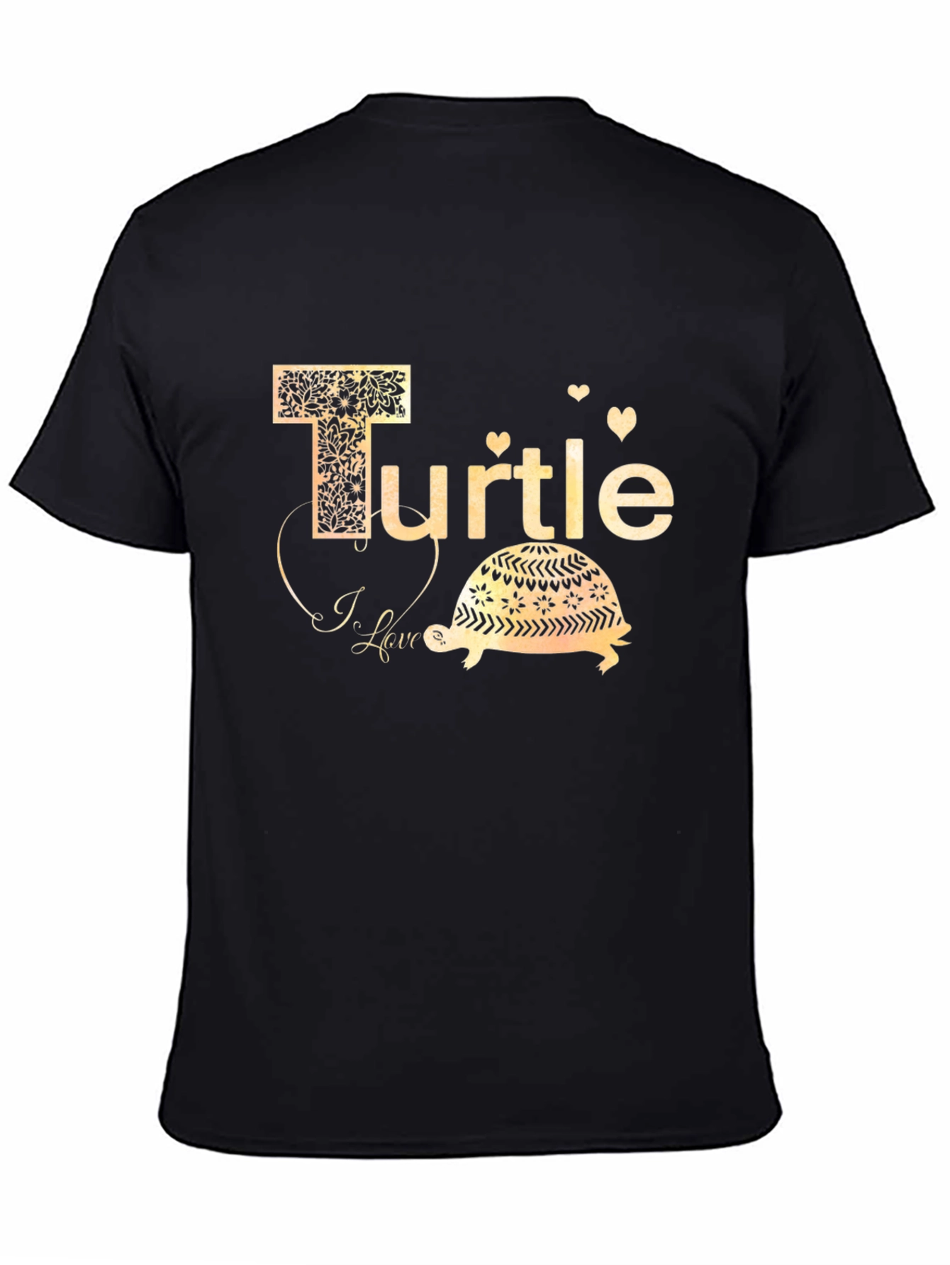 I Love Turtle Black T-Shirt