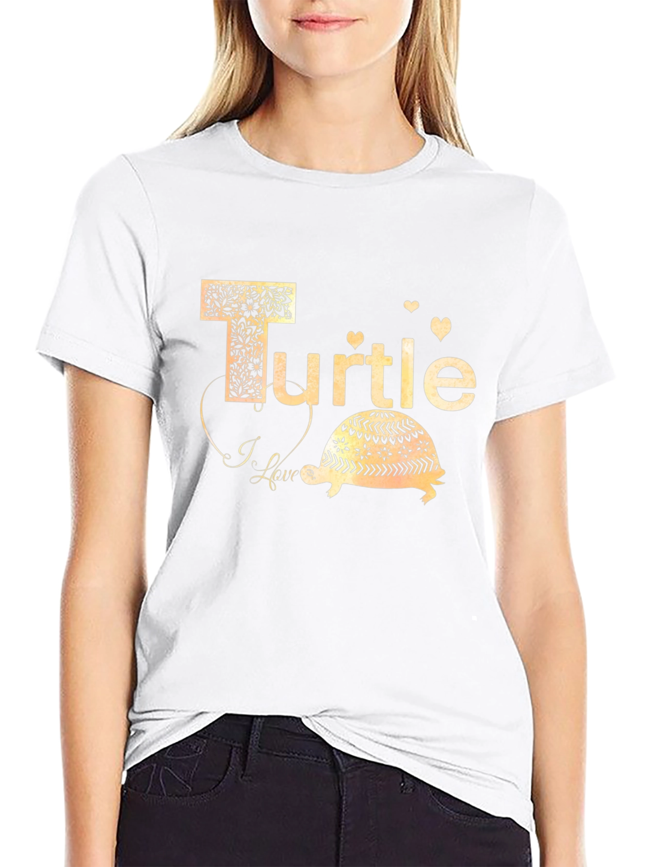 I Love Turtle Black T-Shirt