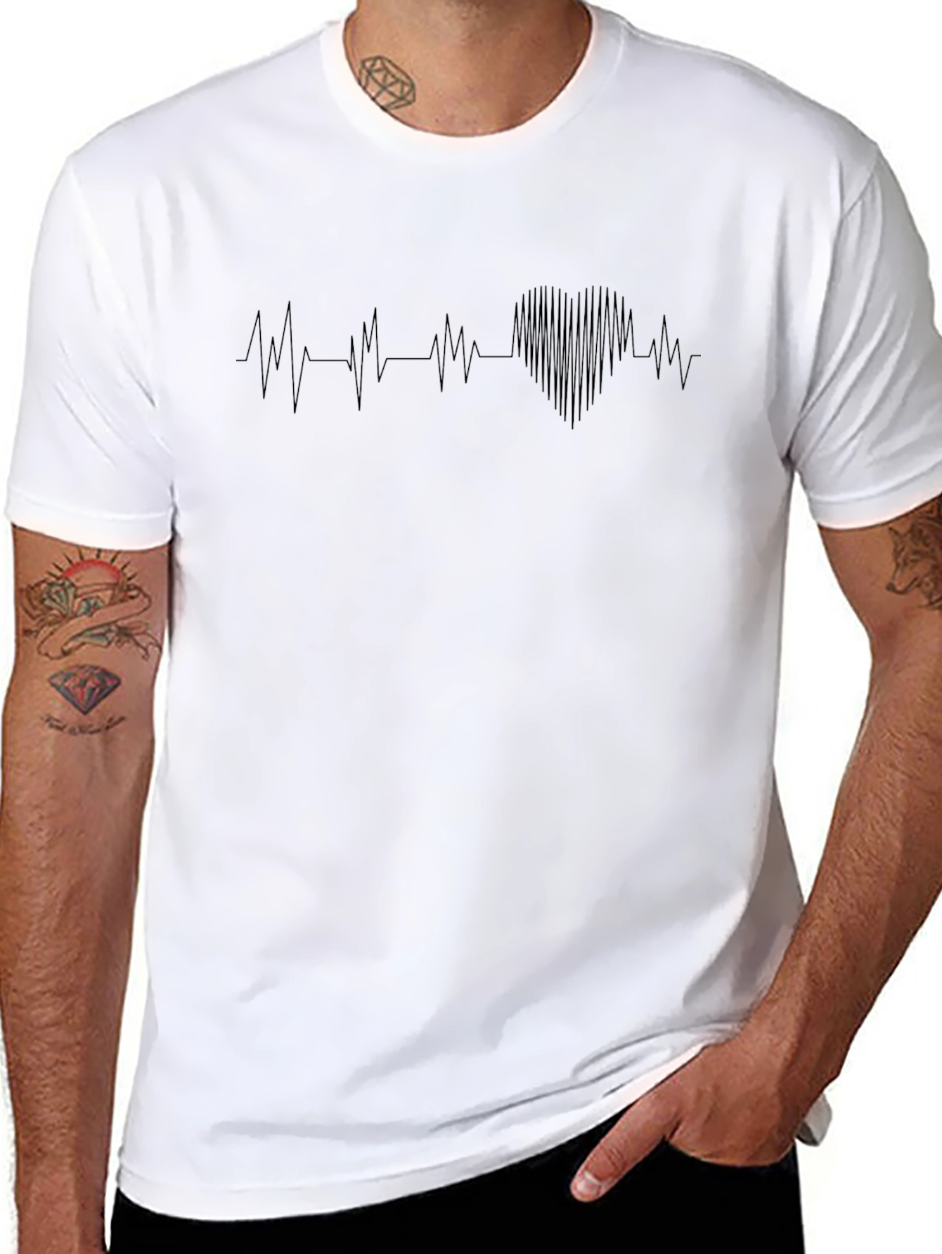 Heartbeat Graphic Black T-Shirt