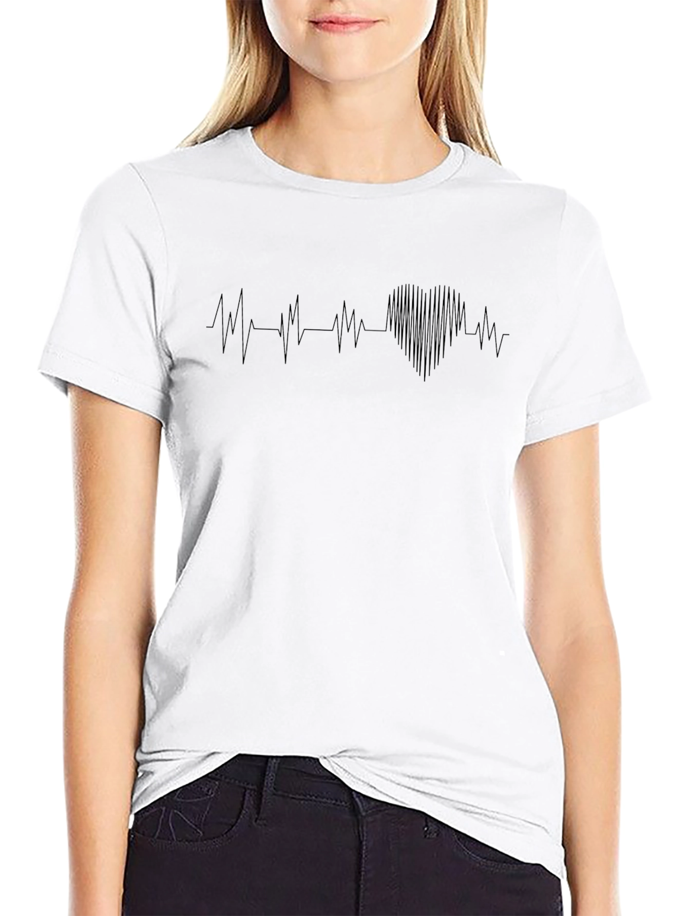 Heartbeat Graphic Black T-Shirt