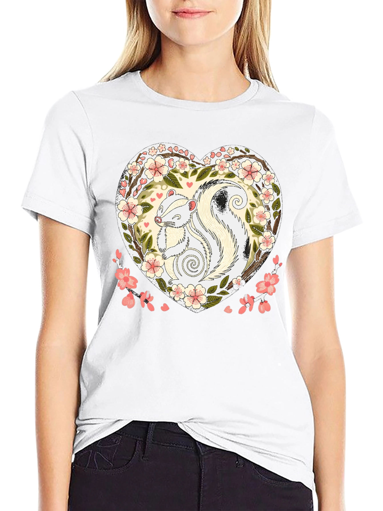 Skunk Heart Graphic Tee - Cute Animal Shirt
