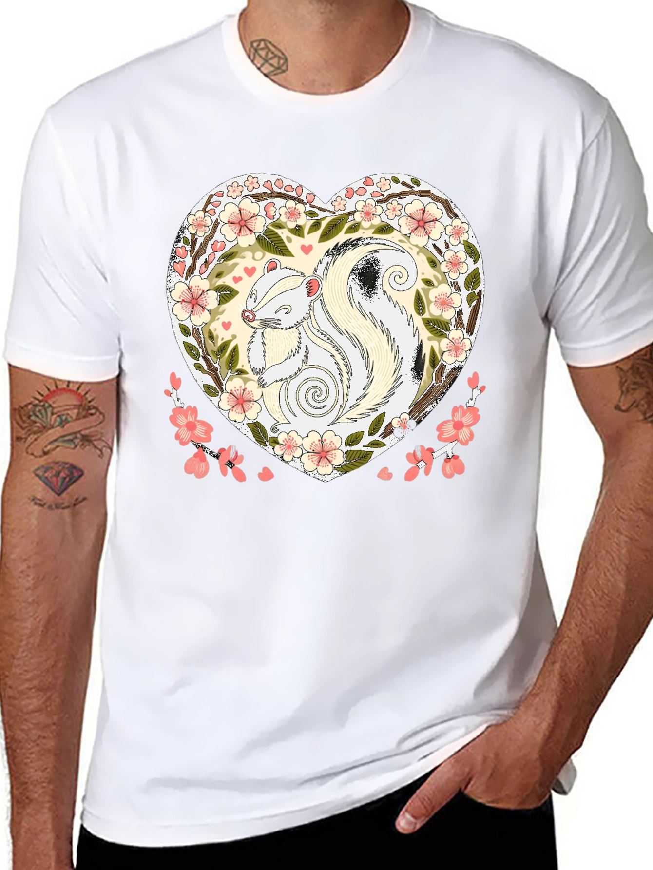 Skunk Heart Graphic Tee - Cute Animal Shirt
