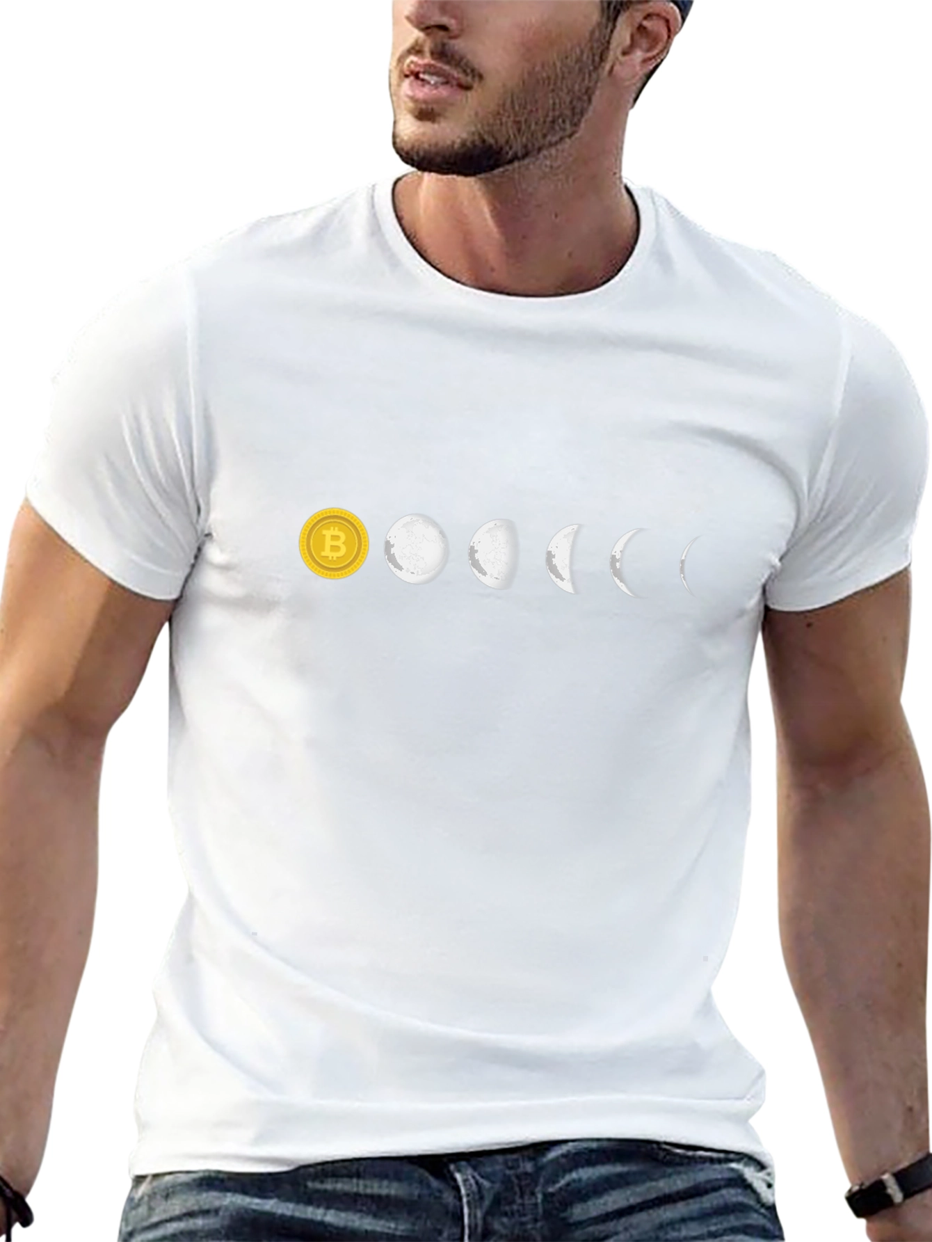 Bitcoin Moon Phases Black T-Shirt Crypto HODL Tee