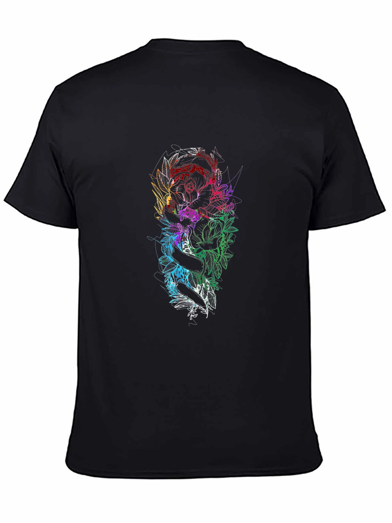 Floral Snake Graphic Black T-Shirt