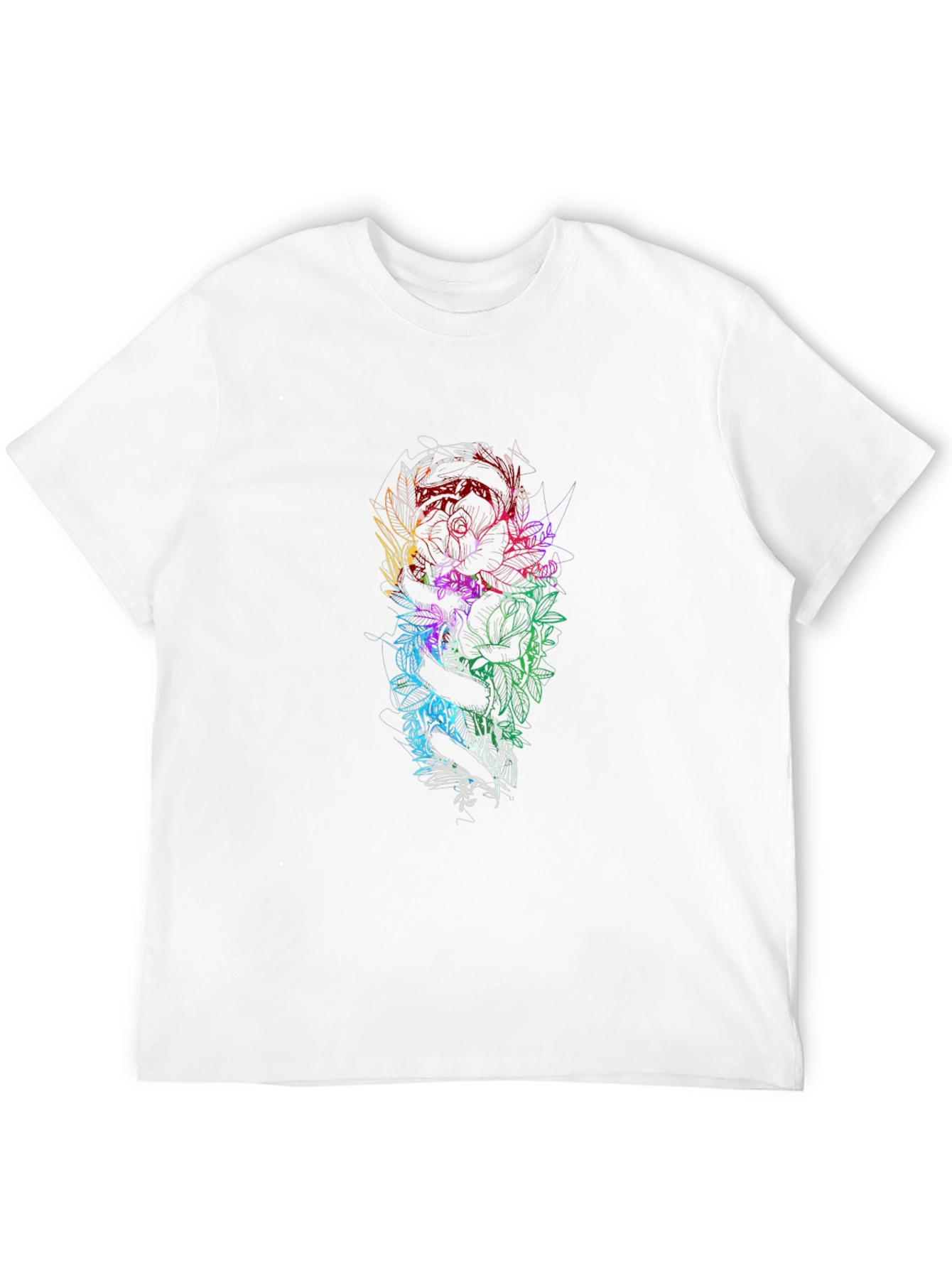 Floral Snake Graphic Black T-Shirt