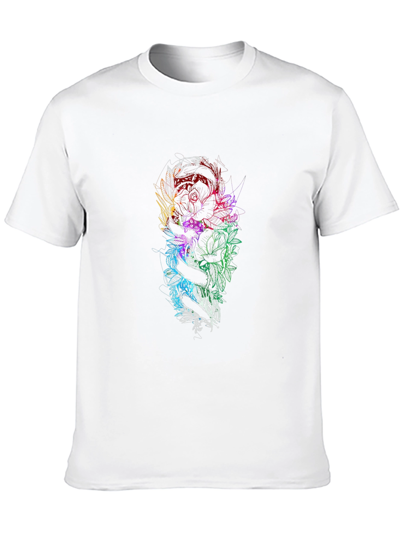 Floral Snake Graphic Black T-Shirt