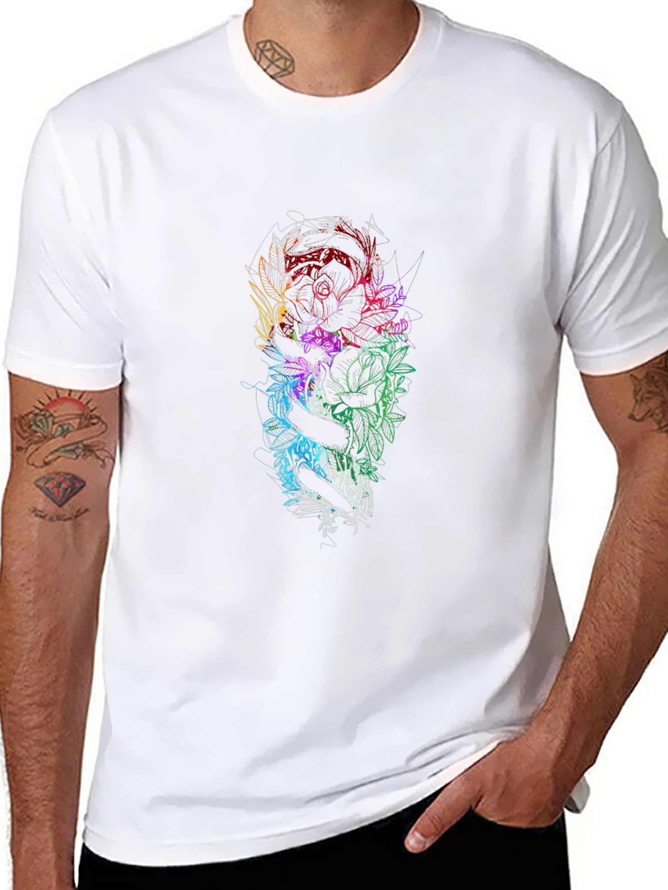 Floral Snake Graphic Black T-Shirt