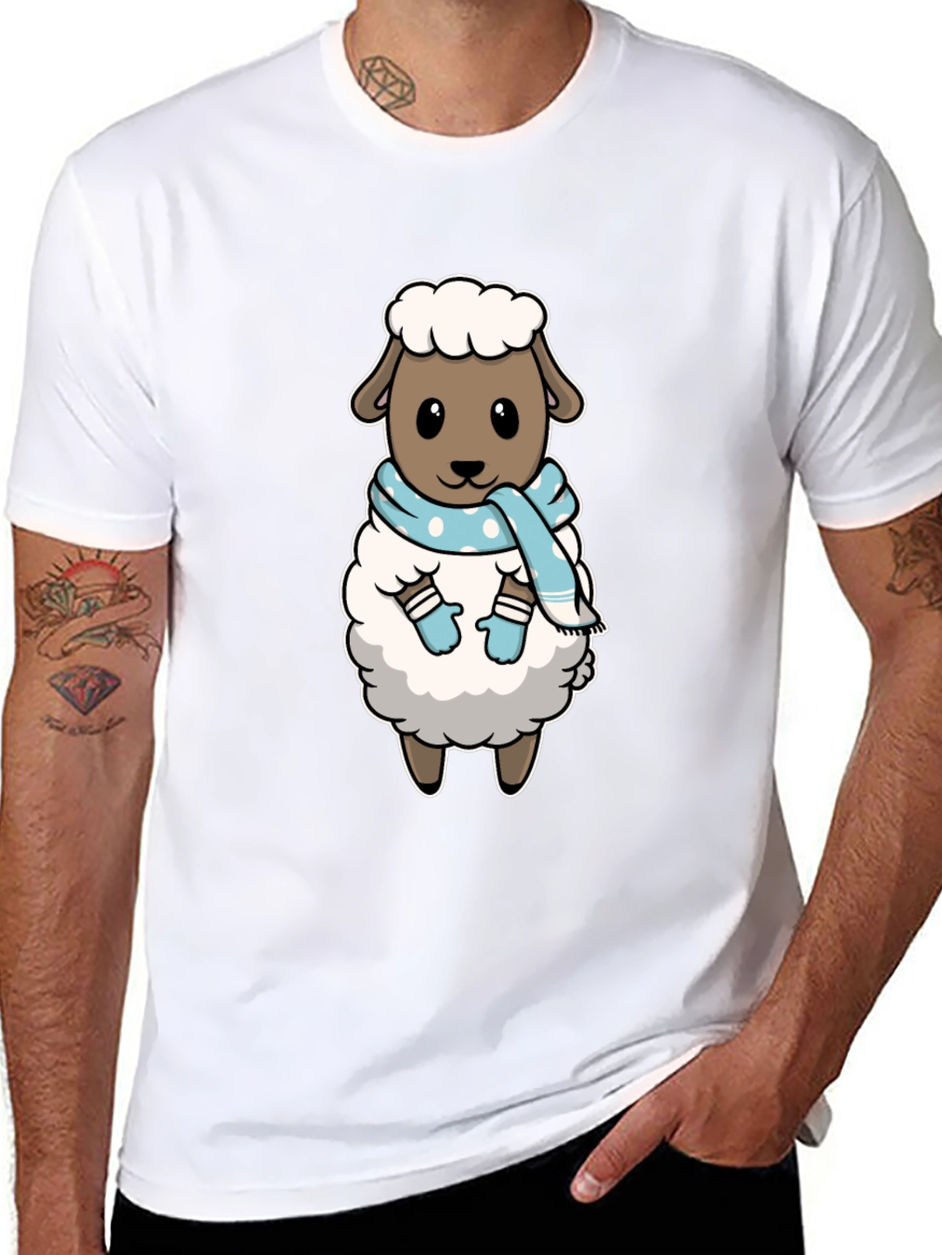 Cute Sheep T-Shirt: Winter Scarf Design