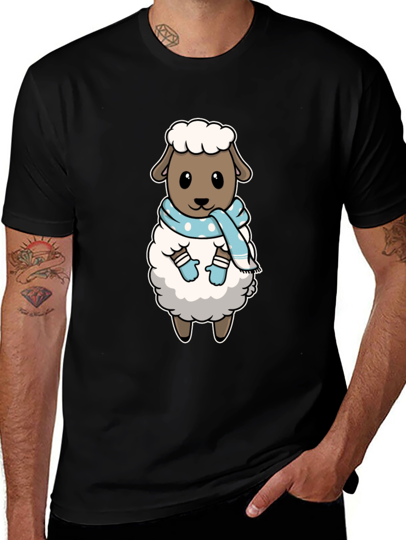 Cute Sheep T-Shirt: Winter Scarf Design