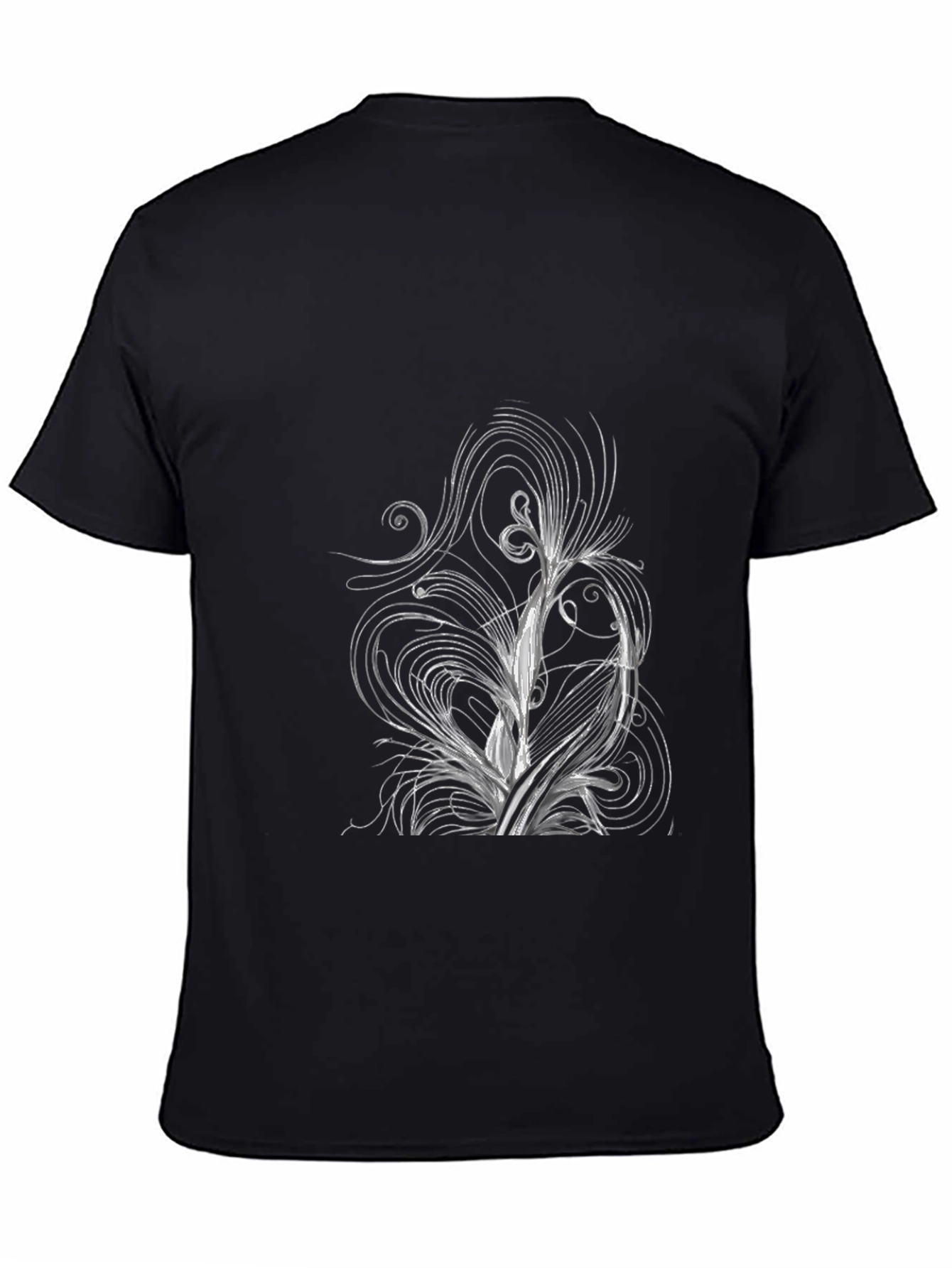 Abstract Floral Design Black T-Shirt