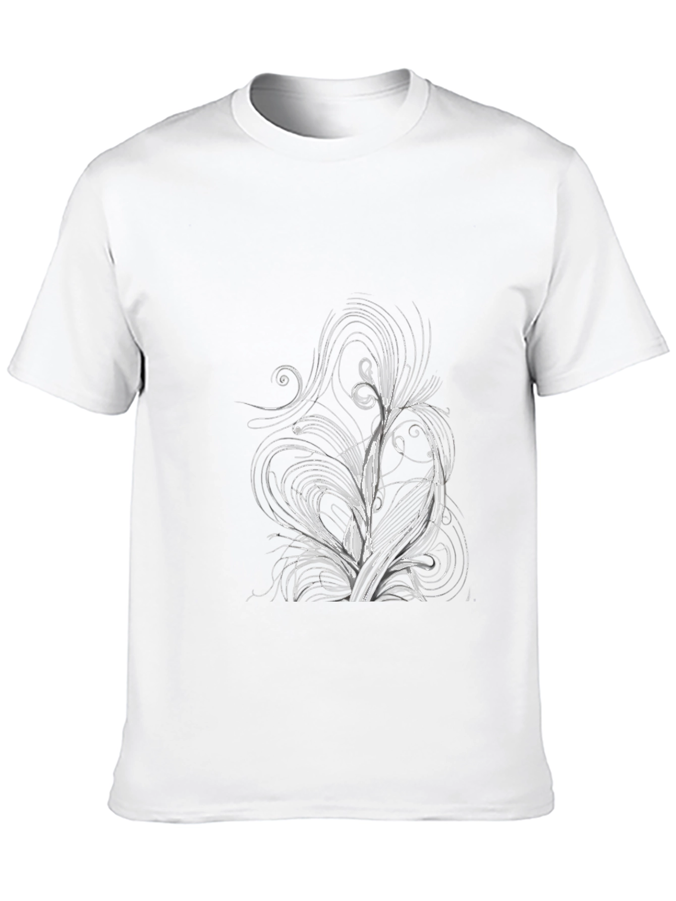 Abstract Floral Design Black T-Shirt
