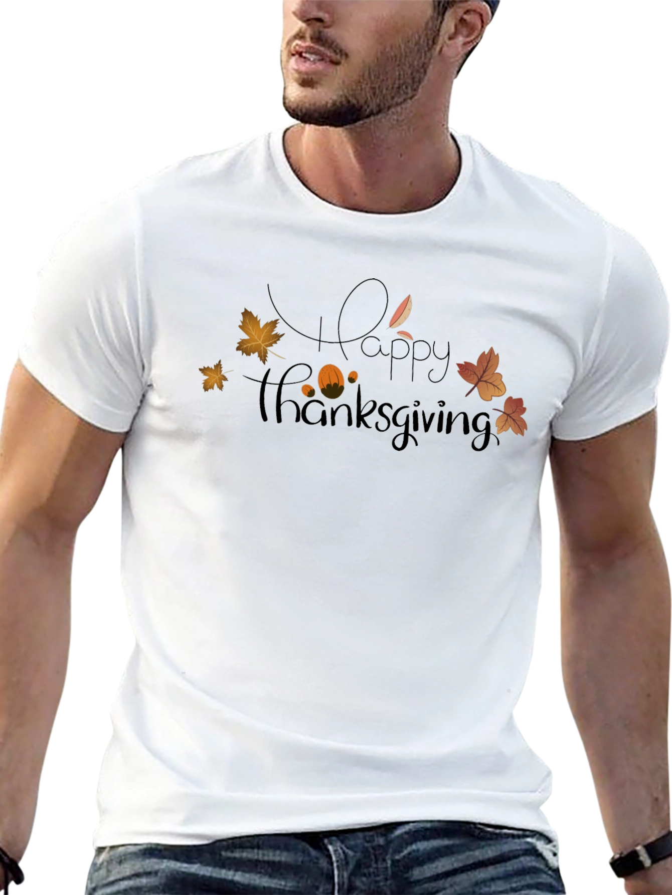 Happy Thanksgiving Graphic Tee - Black