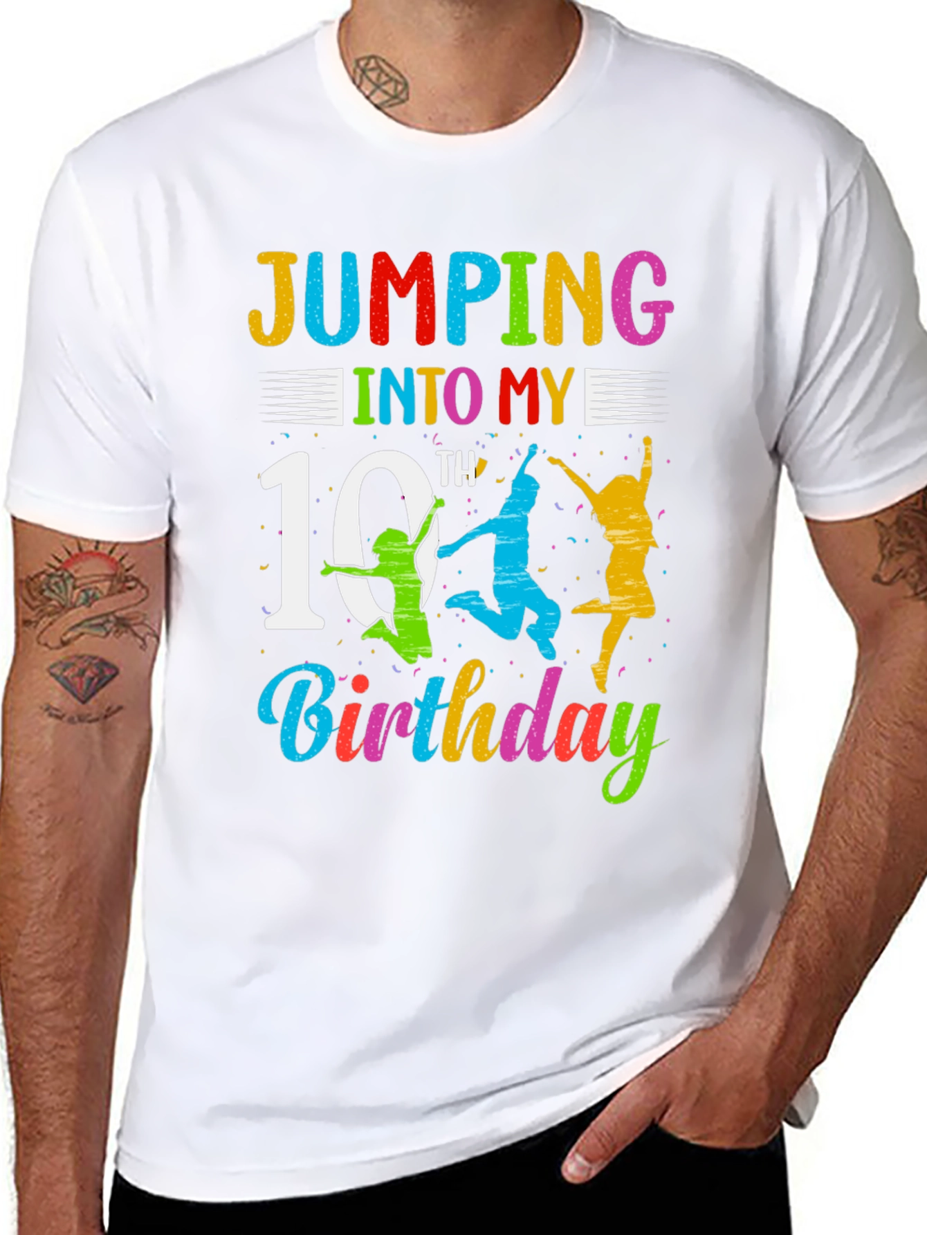 Jumping Into My 10th Birthday Black T-Shirt