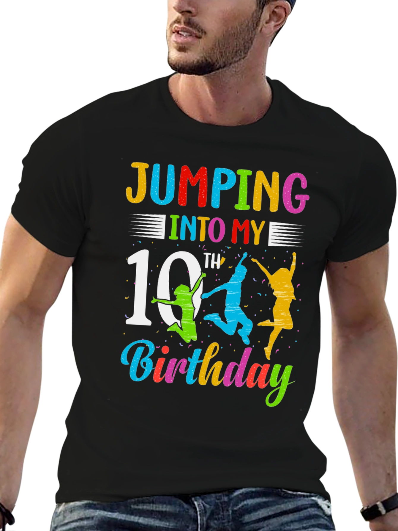 Jumping Into My 10th Birthday Black T-Shirt