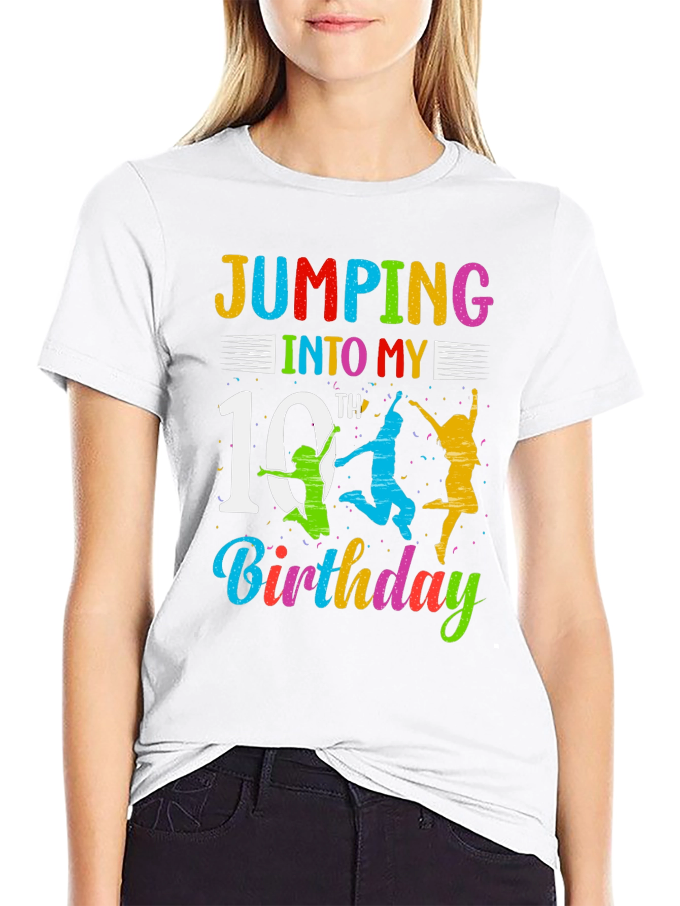 Jumping Into My 10th Birthday Black T-Shirt